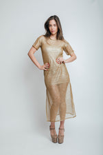 VESTIDO RED BRILLOS DORADO