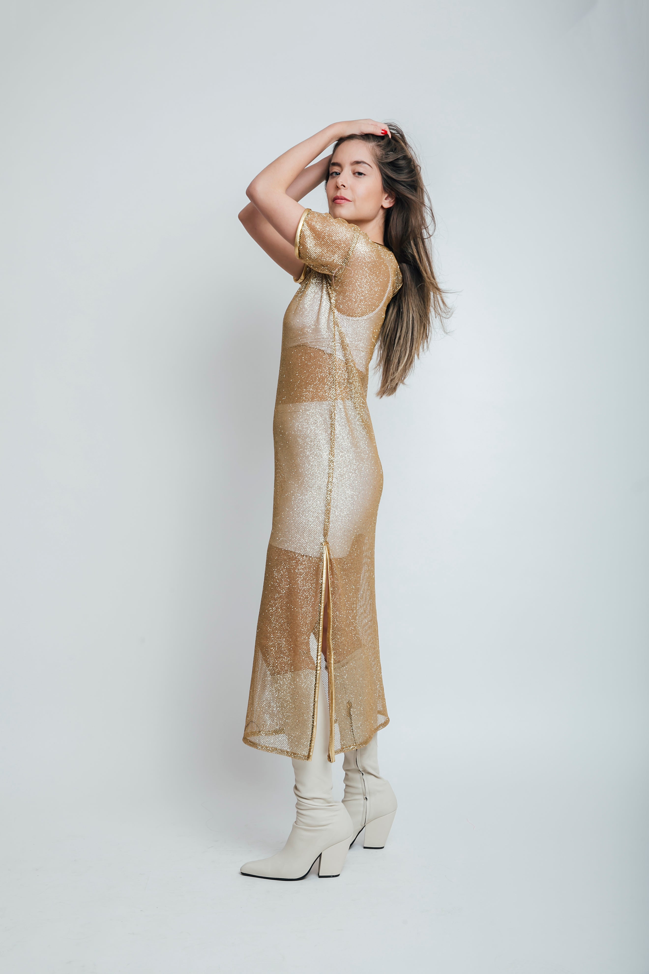 VESTIDO RED BRILLOS DORADO