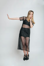 VESTIDO DE RED BRILLOS NEGRO