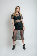 VESTIDO DE RED BRILLOS NEGRO