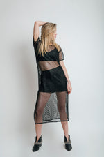 VESTIDO DE RED BRILLOS NEGRO